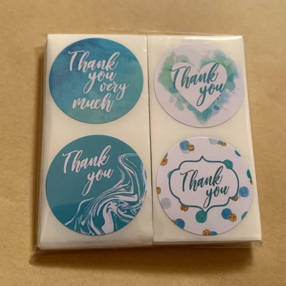 100 Ct. Blue One Inch Round Thank You Stickers - Picture 4 of 4